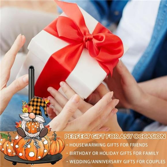 Pumpkins Gnomes  Paper Towel Holder Stand, Metal Autumn Decoration - Picture 7 of 7